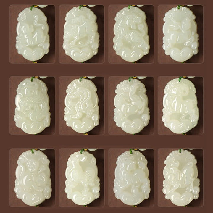 Bransoletka ze srebra próby 925 ze sznurka z chińskim znakiem zodiaku Hetian Jade