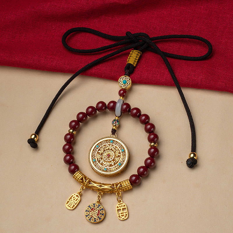 Buddha Stones Naturalne Cynober Życzenie Ruyi Pokój Błogosławieństwo Wisząca Dekoracja Samochodowa