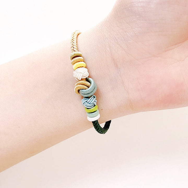 Bransoletka Buddha Stones Dwukolorowa Lina Ręcznie Robiona Osiem Nici Węzeł Pokoju Szczęście Połączenie