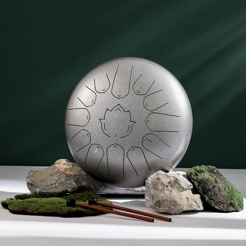Buddha Stones stalowy językowy Dźwięk uzdrawiający uważność wzór lotosu Joga zestaw perkusyjny 13 nut 12-calowy instrument perkusyjny