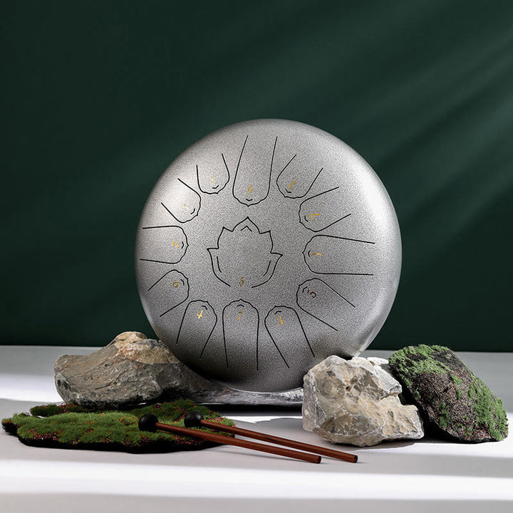 Buddha Stones stalowy językowy Dźwięk uzdrawiający uważność wzór lotosu Joga zestaw perkusyjny 13 nut 12-calowy instrument perkusyjny