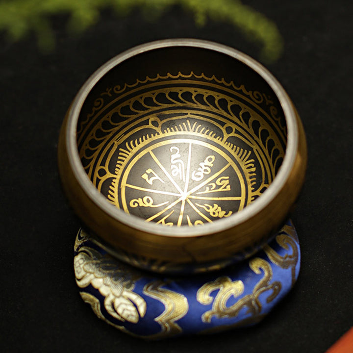 Buddha Stones Tybetańska misa dźwiękowa do medytacji, ręcznie robiona, do uzdrawiania i wspierania uważności, zestaw mis śpiewających