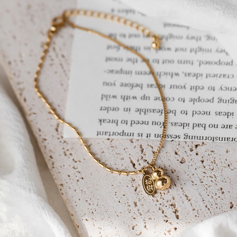 Bransoletka na kostkę z Buddha Stones, 18-karatowym złotem, z miedzianą tykwą, z klamrą do bogactwa - image 1