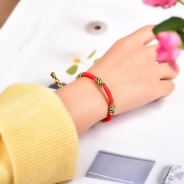 Buddha Stones Tybetańskie Ręcznie Robione Kolorowe King Kong Knot Szczęśliwa Ochrona Warkocz Bransoletka Sznurkowa