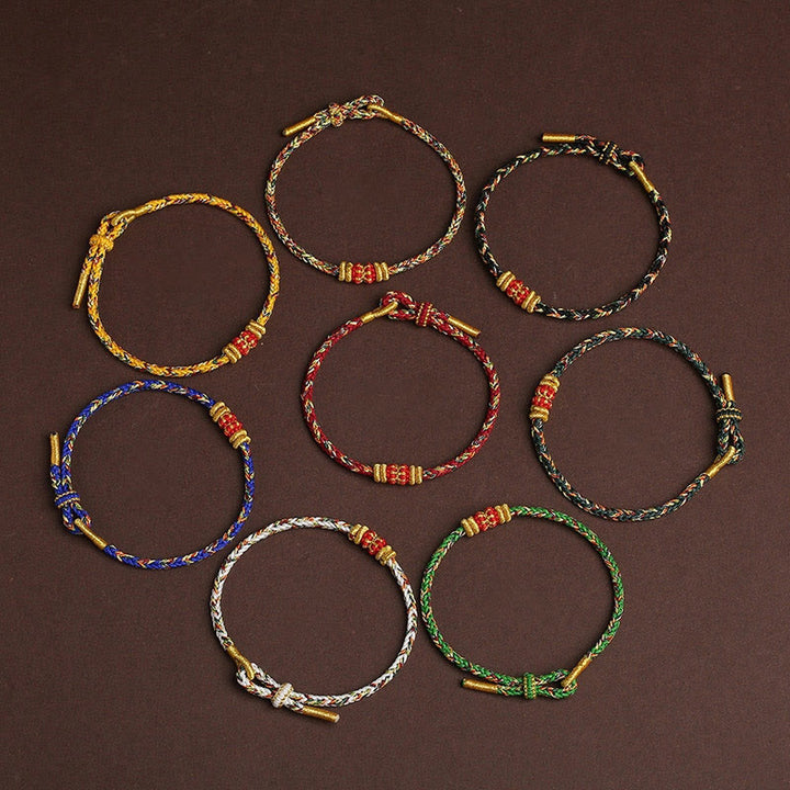 Bransoletka na szczęście z ręcznie robionych kolorowych lin z węzłami King Kong i kamieniami Buddha Stones - image 19