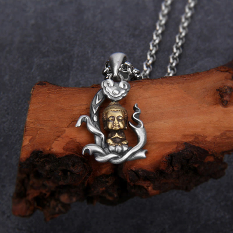 Buddha Stones 925 Srebro Sterlingowe Zen Budda Ruyi Uchwyt Naszyjnik Współczucie Wisiorek - image 2