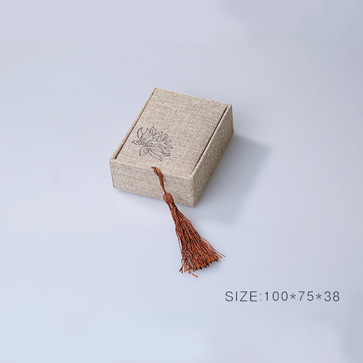 Buddha Stones Wzór Lotosu Pudełko Do Przechowywania Biżuterii Pudełko Na Prezenty Frędzle