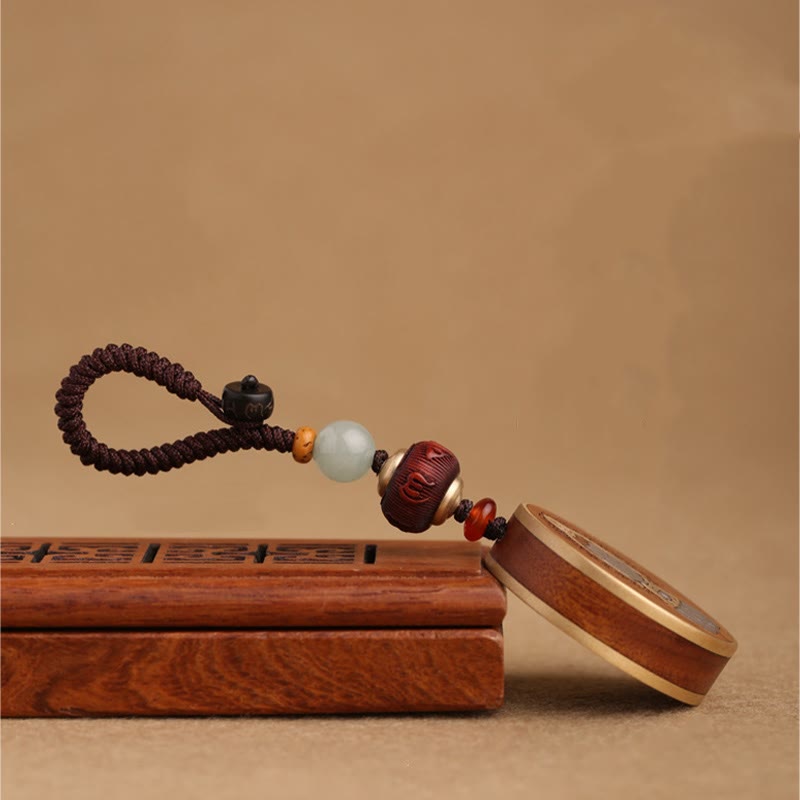 Buddha Stones Drewno hebanowe Palisander Budda Awalokiteśwara Om Mani Padme Hum Równowaga Car Key Chain Dekoracja