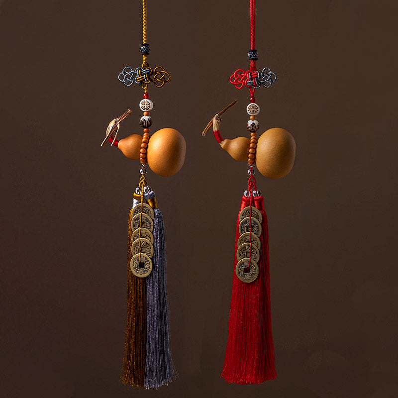 Buddha Stones Feng Shui Monety Tykwa Chiński Węzeł Szczęśliwe Monety Pięć Cesarskich Pieniędzy Bogactwo Frędzle Dekoracja