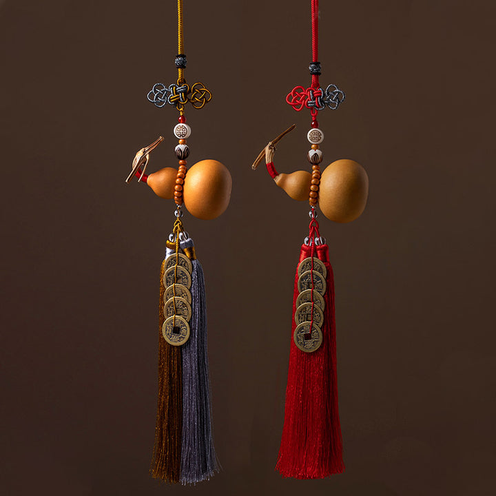 Buddha Stones Feng Shui Monety Tykwa Chiński Węzeł Szczęśliwe Monety Pięć Cesarskich Pieniędzy Bogactwo Frędzle Dekoracja