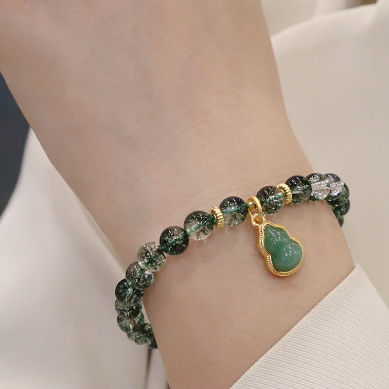 Bransoletka Buddha Stones Natural Green Phantom Confidence Gourd Budda Charm