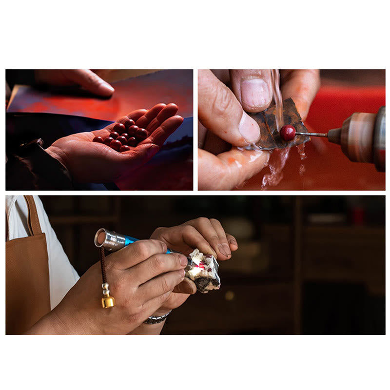 Buddha Stones Naturalny Cynober Chiński Zodiak Hetian Jade Fu Charakter Szczęścia Bransoletka Lina