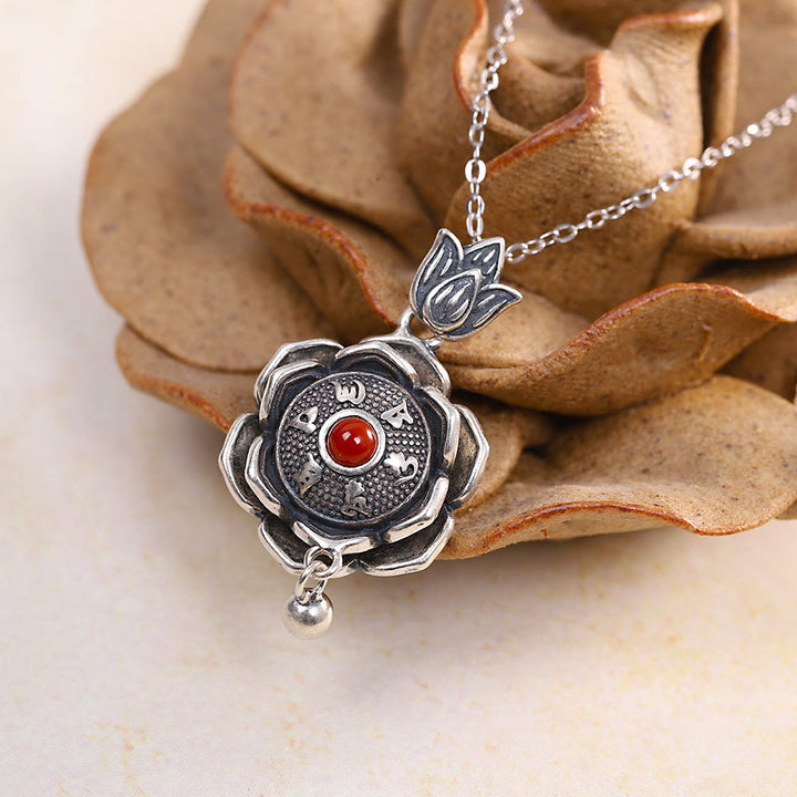 Buddha Stones 925 Srebro Sterling Om Mani Padme Hum Lotus Naszyjnik Pokoju Wisiorek Kolczyki - Naszyjnik - image 1