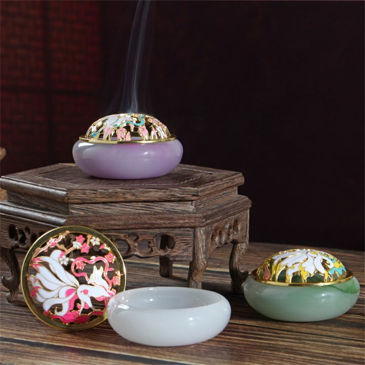 Buddha Stones Dziewięcioogoniasty Lis Liuli Kryształ Uzdrawiający Medytacja Kadzidło Palnik