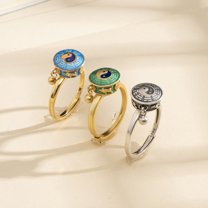 Yin Yang Miedziany Pierścień Szczęścia Bogactwa Obrotowy