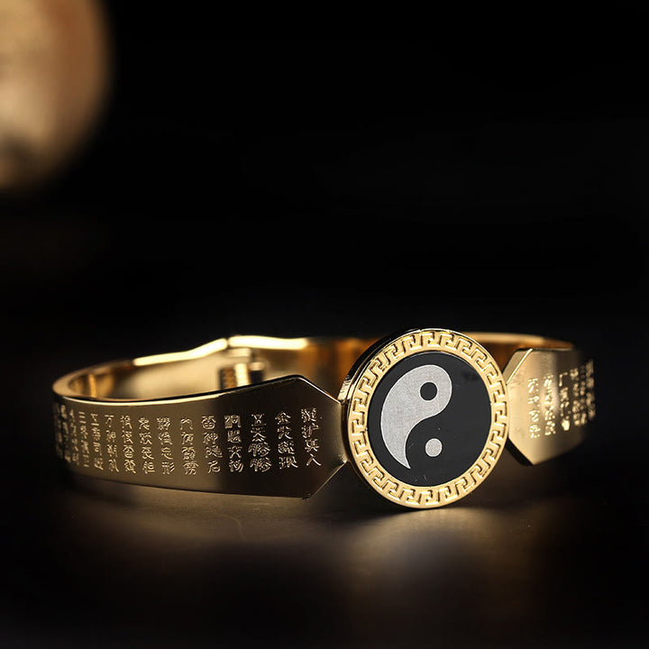 Buddha Stones Yin Yang Lotos Om Mani Padme Hum Mantra Bransoletka Harmonia ze stali tytanowej