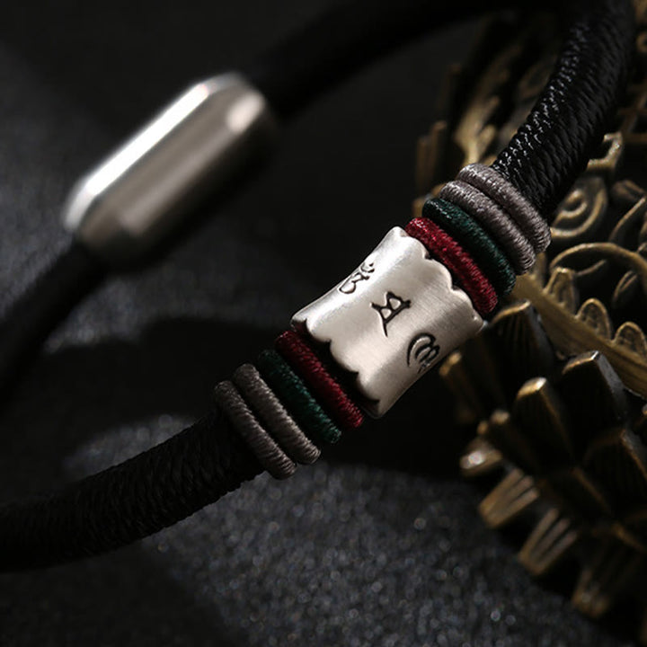 Bransoletka magnetyczna z Buddha Stones 999 ze srebra próby 925 Om Mani Padme Hum Peace z zapięciem magnetycznym