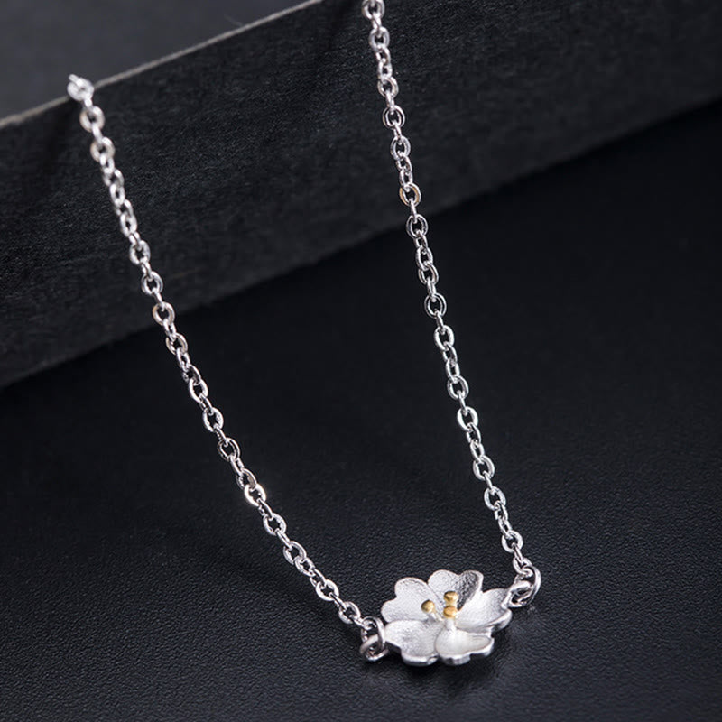 Bransoletka z łańcuszkiem z Buddha Stones 925 ze srebra próby 925 z motywem kwiatu wiśni