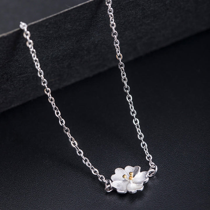 Bransoletka z łańcuszkiem z Buddha Stones 925 ze srebra próby 925 z motywem kwiatu wiśni