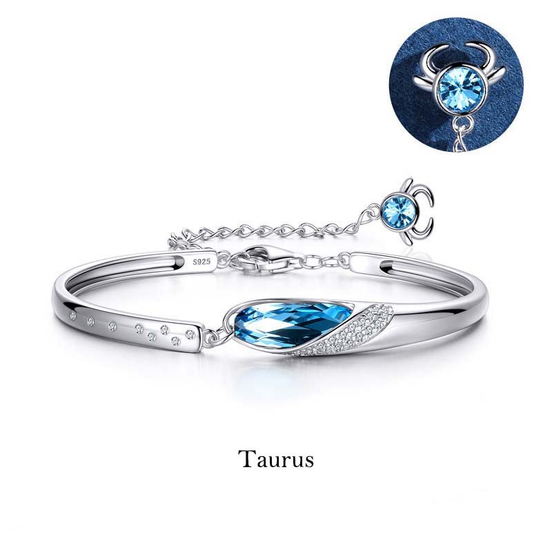 Buddha Stones 925 Miedź Posrebrzana 12 Konstelacji Zodiaku Bransoletka z Charmsami