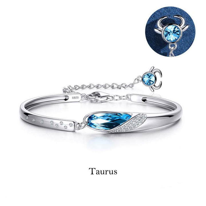 Buddha Stones 925 Miedź Posrebrzana 12 Konstelacji Zodiaku Bransoletka z Charmsami