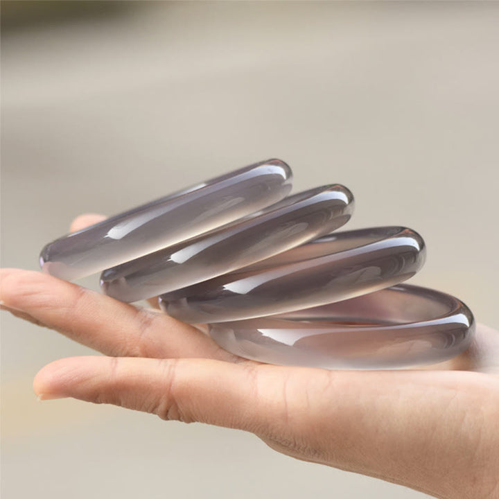 Bransoletka Buddha Stones Naturalny Szary Chalcedon Harmonia Bangle