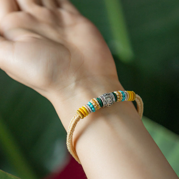 Buddha Stones Ręcznie robione 925 Srebro Sterling Tybetańskie Om Mani Padme Hum Czystość Bransoletka pleciona - image 3