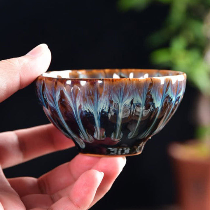 Buddha Stones Lotos Paw Smok Feniks Ryba Koi Ceramiczna filiżanka do herbaty Intarsjowane filiżanki do herbaty 120 ml