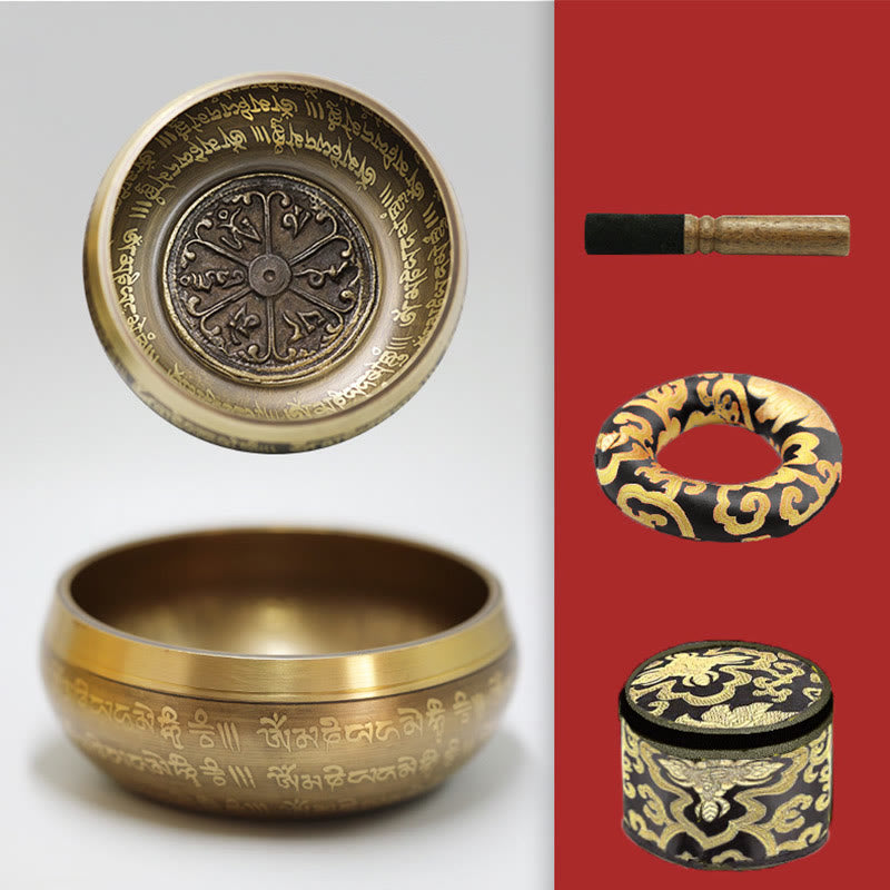 Buddha Stones Tybetańska misa dźwiękowa do medytacji, ręcznie robiona do uzdrawiania i uważności, zestaw mis śpiewających