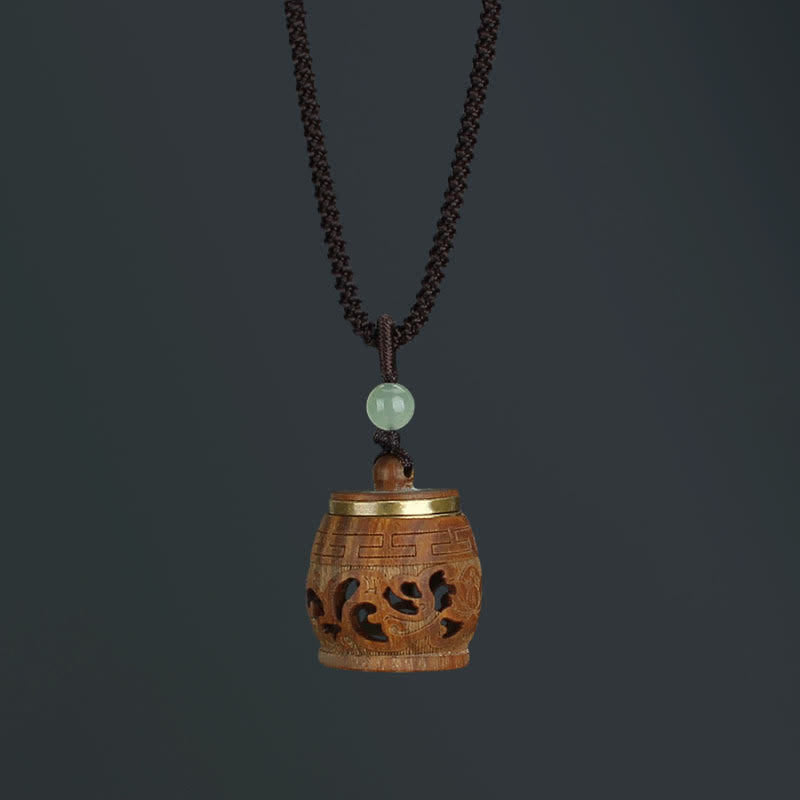 Buddha Stones Tybet Zielony Sandałowiec Palisander Om Mani Padme Hum Lotus Pozytywny Uspokajający Naszyjnik Wisiorek - Palisander w kształcie bębna - image 18