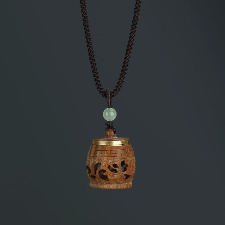 Buddha Stones Tybet Zielony Sandałowiec Palisander Om Mani Padme Hum Lotus Pozytywny Uspokajający Naszyjnik Wisiorek - Palisander w kształcie bębna - image 18