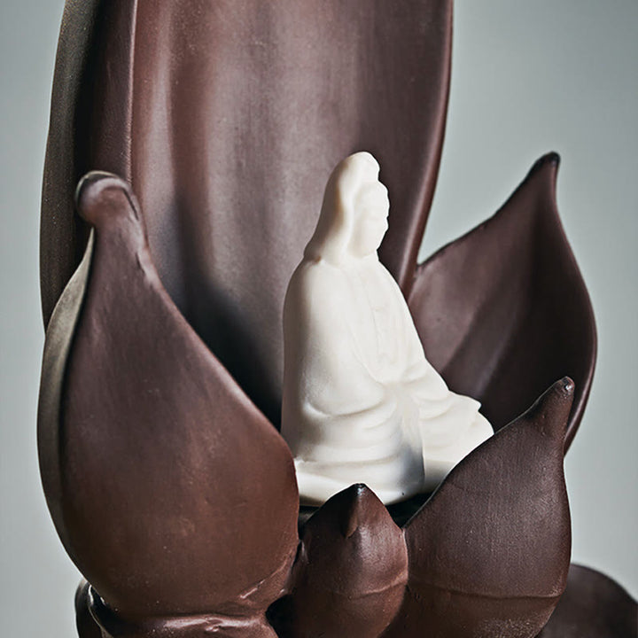 Buddha Stones Lotos Budda Awalokiteśwara Oświecenie Fioletowa Glina Kadzielnica Dekoracja