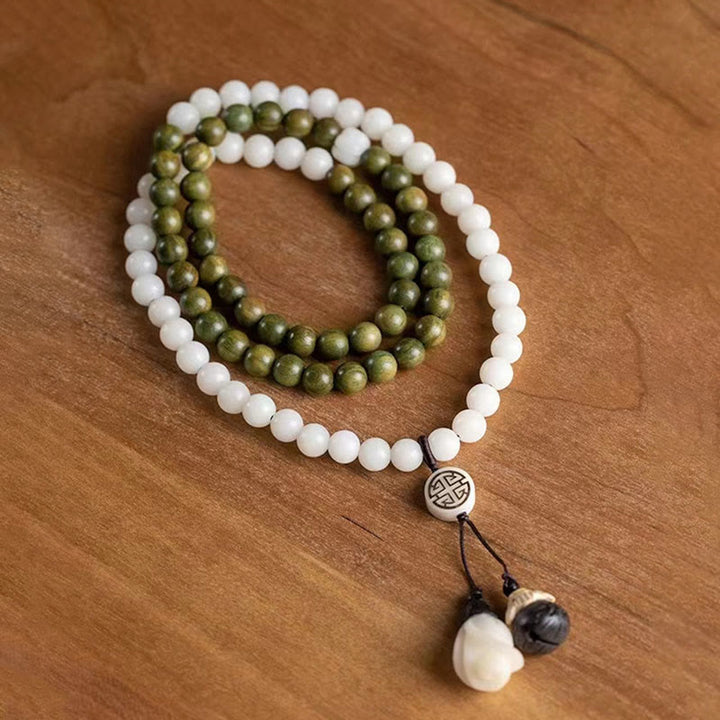 Bransoletka kojąca Buddha Stones Natural Green Sandalwood Bodhi Seed