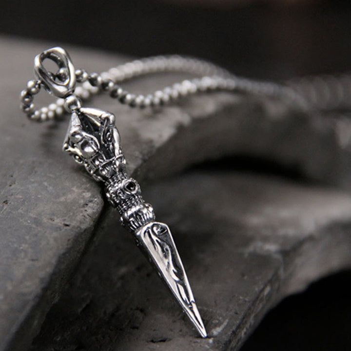 Buddha Stones 925 Srebro Sterlingowe Dorje Vajra Oświecenie Naszyjnik Łańcuszek Wisiorek