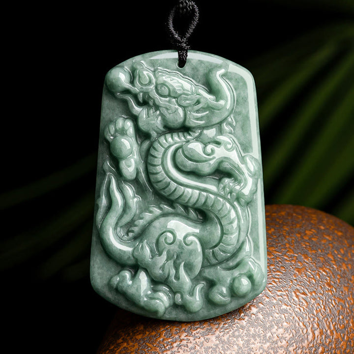 Buddha Stones Rok Smoka Chiński Zodiak Smok Jadeit Amulet Sukcesu Naszyjnik Wisiorek