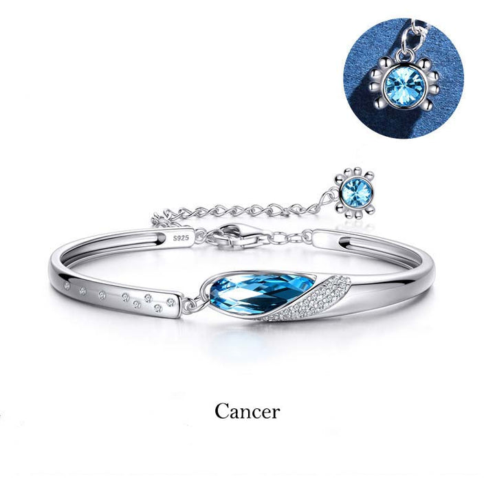 Buddha Stones 925 Miedź Posrebrzana 12 Konstelacji Zodiaku Bransoletka z Charmsami