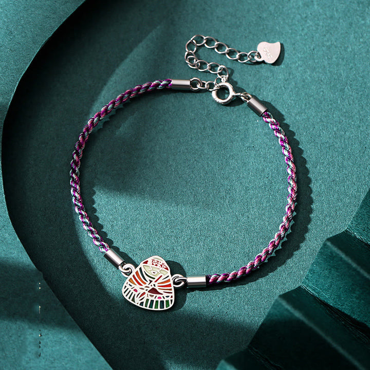 Buddha Stones 925 Srebro Sterling Wzór Zongzi Szczęście Wielokolorowa Bransoletka Ręcznie Robiona