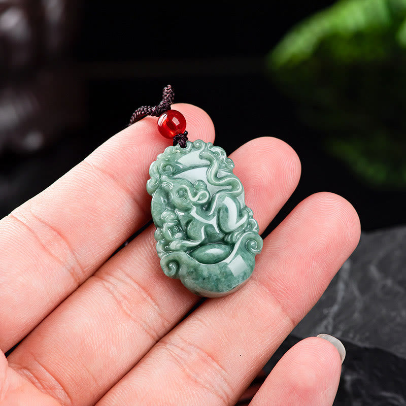 Buddha Stones Naturalny Jadeit 12 Chiński Zodiak Naszyjnik Wisiorek Dobrobytu - image 9