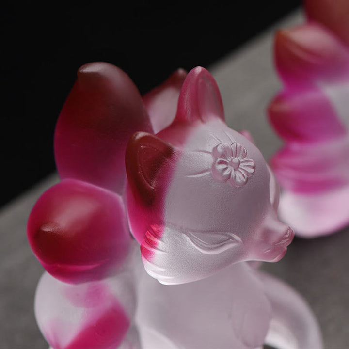 Buddha Stones Mały Dziewięcioogonowy Lis Sukces Siła Domowa Figurka Dekoracja