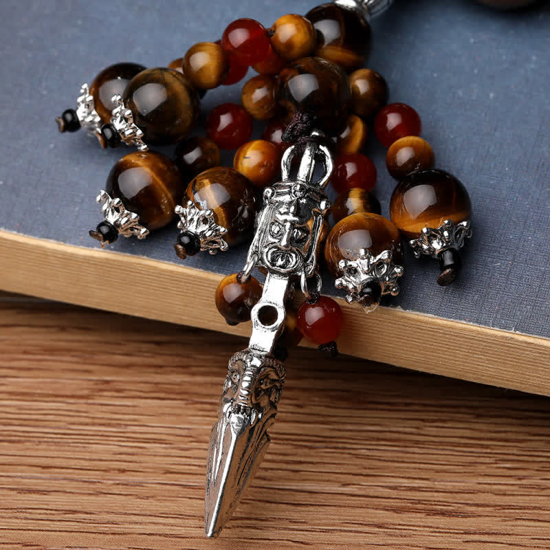 Naturalny Tygrysie Oko Czerwony Agat Żyły Smoka Agat Kamień Vajra Dorje Moc Uzdrawiająca Bransoletka Dekoracja Samochodu