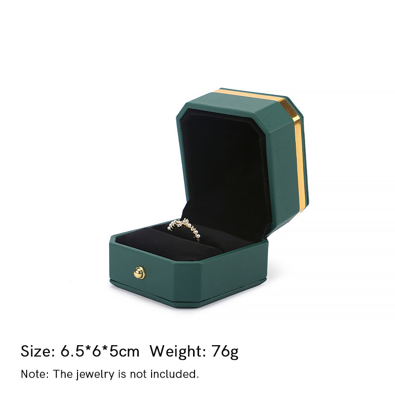 Pudełko do przechowywania biżuterii z Buddha Stones , skórzane pudełko prezentowe PU - Ciemnozielony - Pudełko na pierścionek (6,5*6*5 cm) - image 8