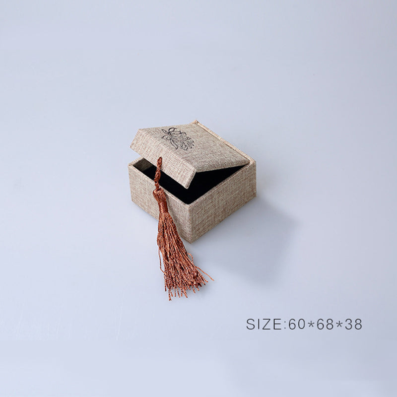 Buddha Stones Wzór Lotosu Pudełko Do Przechowywania Biżuterii Pudełko Na Prezenty Frędzle