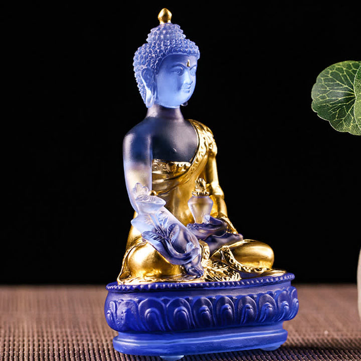 Buddha Stones Medycyna Budda Ręcznie Robiony Kryształ Liuli Dzieło Sztuki Współczucia Statua Ofiarowania Dekoracji Domu Biuro