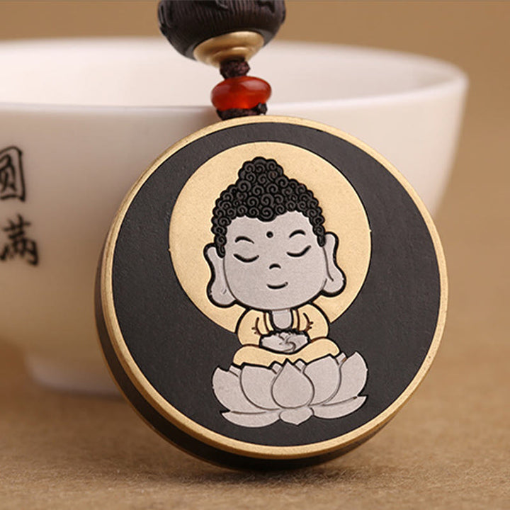 Buddha Stones Drewno hebanowe Palisander Budda Awalokiteśwara Om Mani Padme Hum Równowaga Car Key Chain Dekoracja