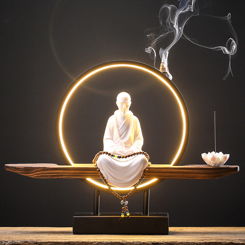 Buddha Stones Budda Awalokiteśwara Ceramiczny Lotos Relaksacyjny Kadzielnica Dekoracja