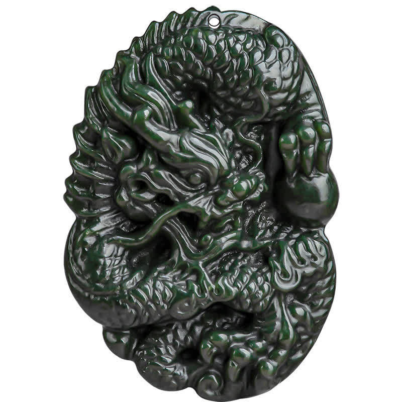 Buddha Stones Hetian Cyan Jade Dragon Naszyjnik Sukces Harmonia Koralikowy Wisiorek Sznurkowy - image 12