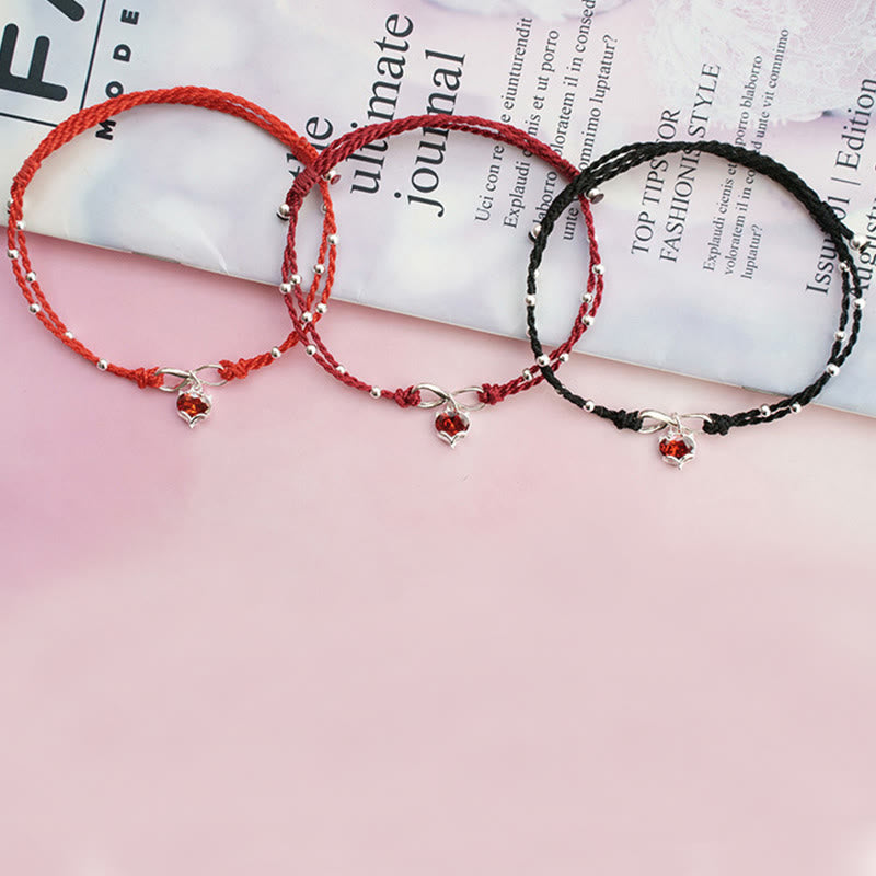 Buddha Stones Miłość Serce Symbol Nieskończoności Pleciony Sznurek Bransoletka na Kostkę