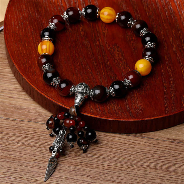 Naturalny Tygrysie Oko Czerwony Agat Żyły Smoka Agat Kamień Vajra Dorje Moc Uzdrawiająca Bransoletka Dekoracja Samochodu