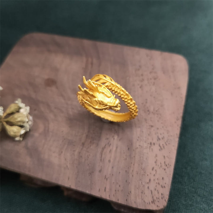 Pierścień siły Buddha Stones Golden Dragon Success