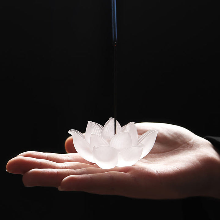 Buddha Stones Mini Lotus Liuli Kryształ Uzdrawiająca Medytacja Kadzidełko Palnik